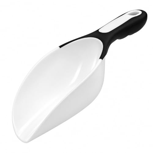 OGGI 1 Cup Multi-Purpose Food & Ice Scoop, Flexible Plastic Scoop with Pour Spout & Soft Grip Handle for Ice, Flour, Coffee, Rice, Candy & Pet Food, BPA-Free, Dishwasher Safe