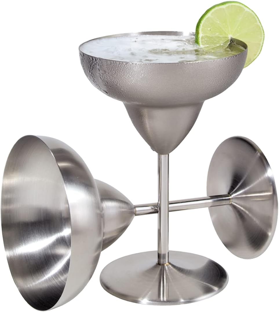 Oggi 12-Ounce Stainless Steel Margarita Goblets, Set of 2