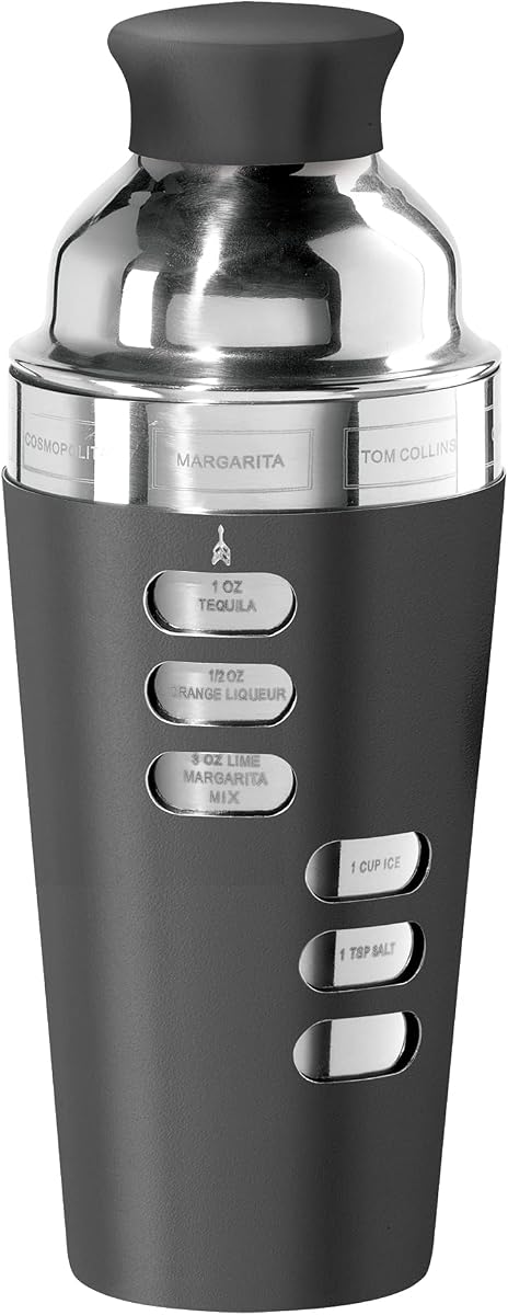 Oggi 23-Ounce Stainless Steel Cocktail Shaker, Black