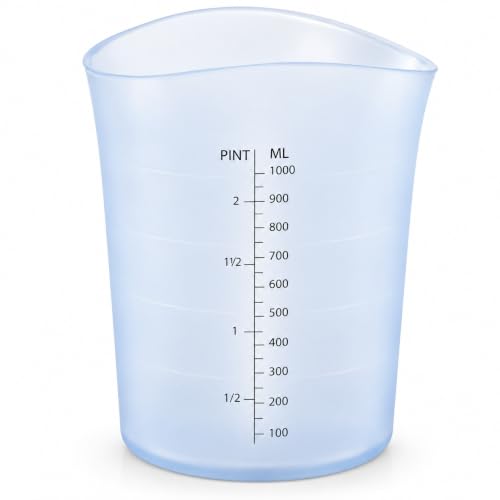 OGGI 4 Cup Silicone Measuring Cup with Spout, Large Flexible Microwave Safe Liquid Measuring Cup for Melting Butter & Chocolate, Metric & Imperial Measurements