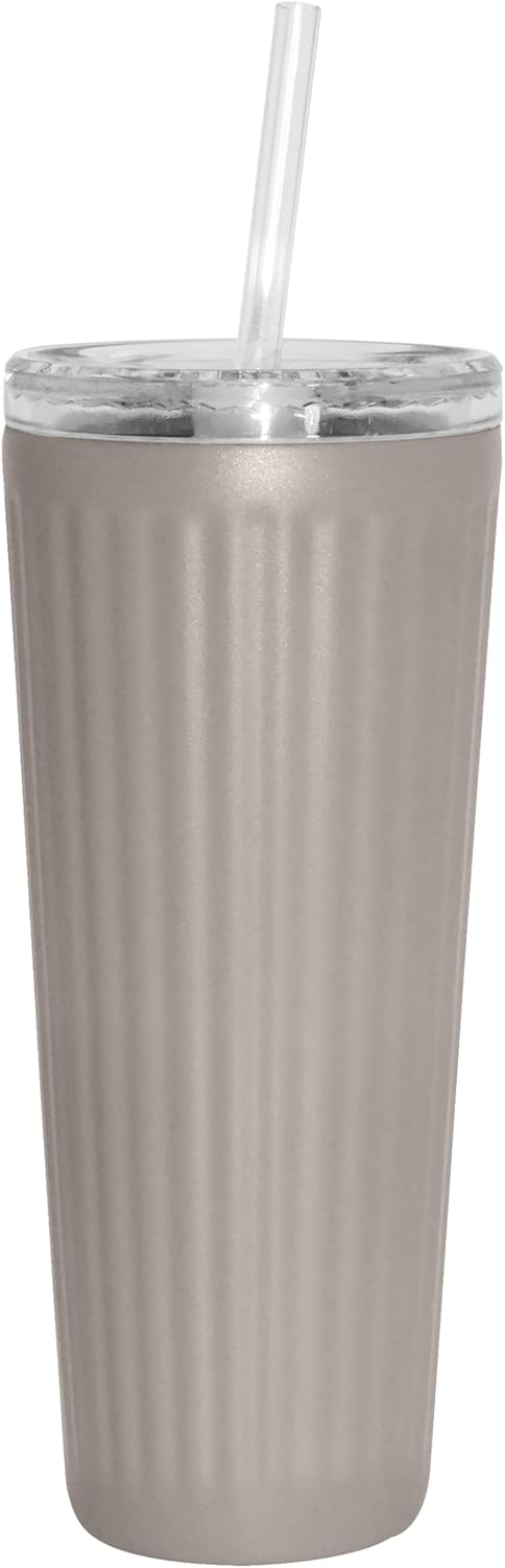 Oggi 24oz Vacuum Insulated Fluted Tumbler with Straw