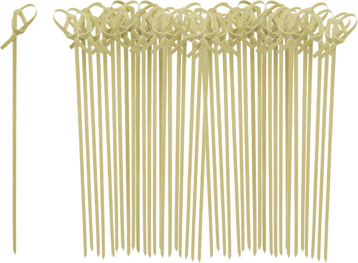 OGGI Bamboo Cocktail Picks Sticks 50 pcs - Bamboo Martini Picks, Reusable Wood Cocktail Skewers, Martini Sticks for Olives, Appetizers, Bamboo Garnish Picks, 4.25" / 11cm
