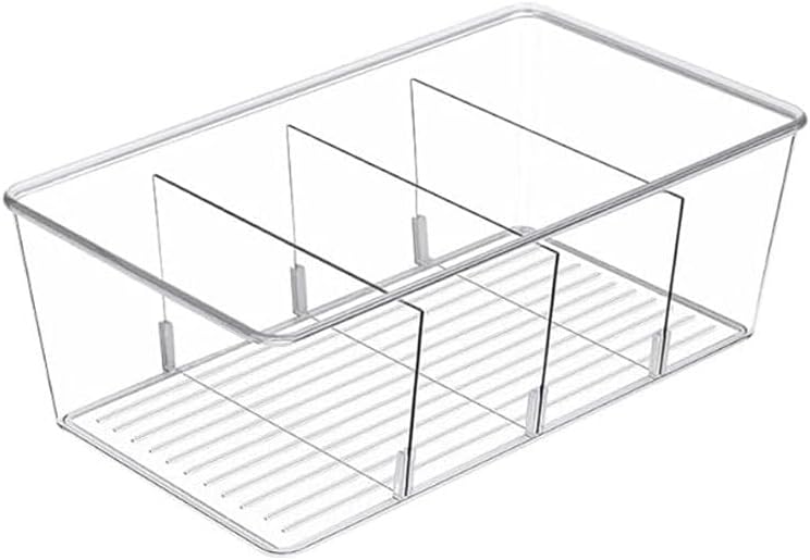 Oggi Clear 2-Section Divided Organizer - Bin for Kitchen Cabinet, Pantry, Tea, Snacks, Seed Packets & More, Durable Plastic Packet Organizer for Storage and Organization in Home or RV