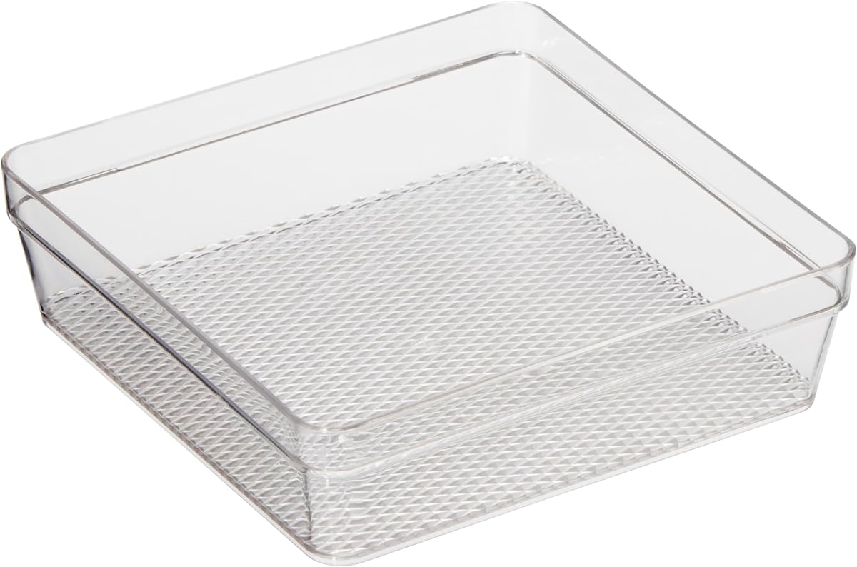 Oggi Clear Drawer Organizer - 6" X 6.25"- Ideal for Organizing Kitchen Drawers, Office, Desk, Silverware, Kitchen Utensils, Cosmetics and Bathrooms