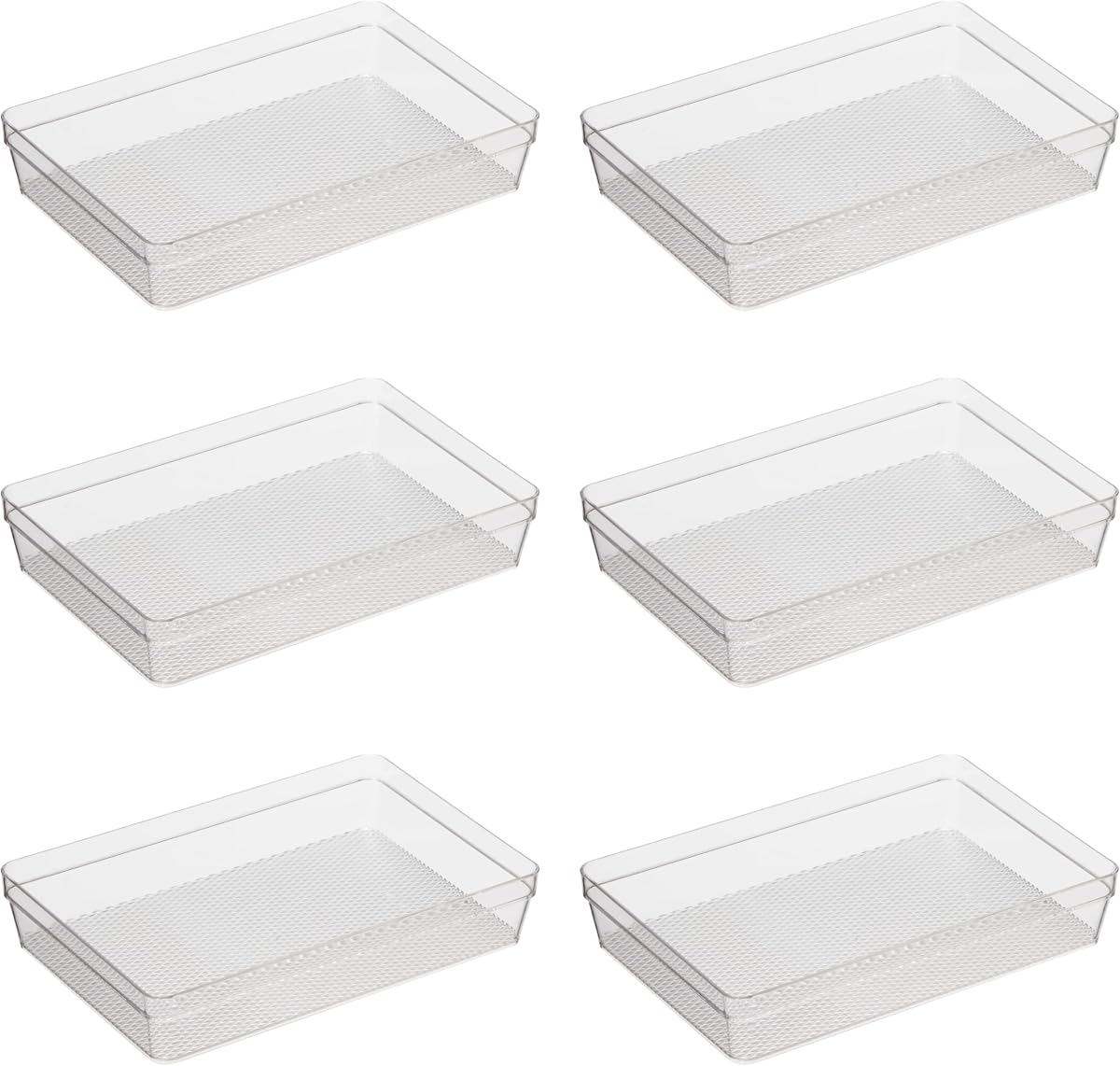 Oggi Clear Drawer Organizer - 6.25" X 9.25" (Set of 6) - Ideal for Organizing Kitchen Drawers, Office, Desk, Silverware, Kitchen Utensils, Cosmetics and Bathrooms