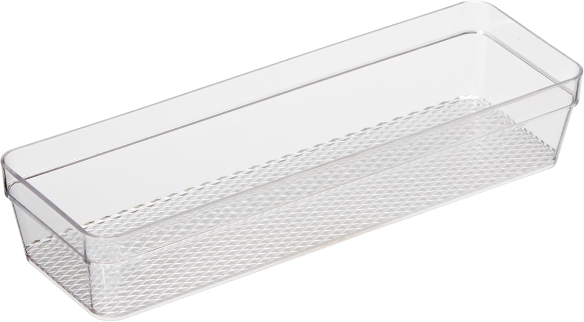 Oggi Clear Drawer Organizer - 3" X 9.5" - Ideal for Organizing Kitchen Drawers, Office, Desk, Silverware, Kitchen Utensils, Cosmetics and Bathrooms