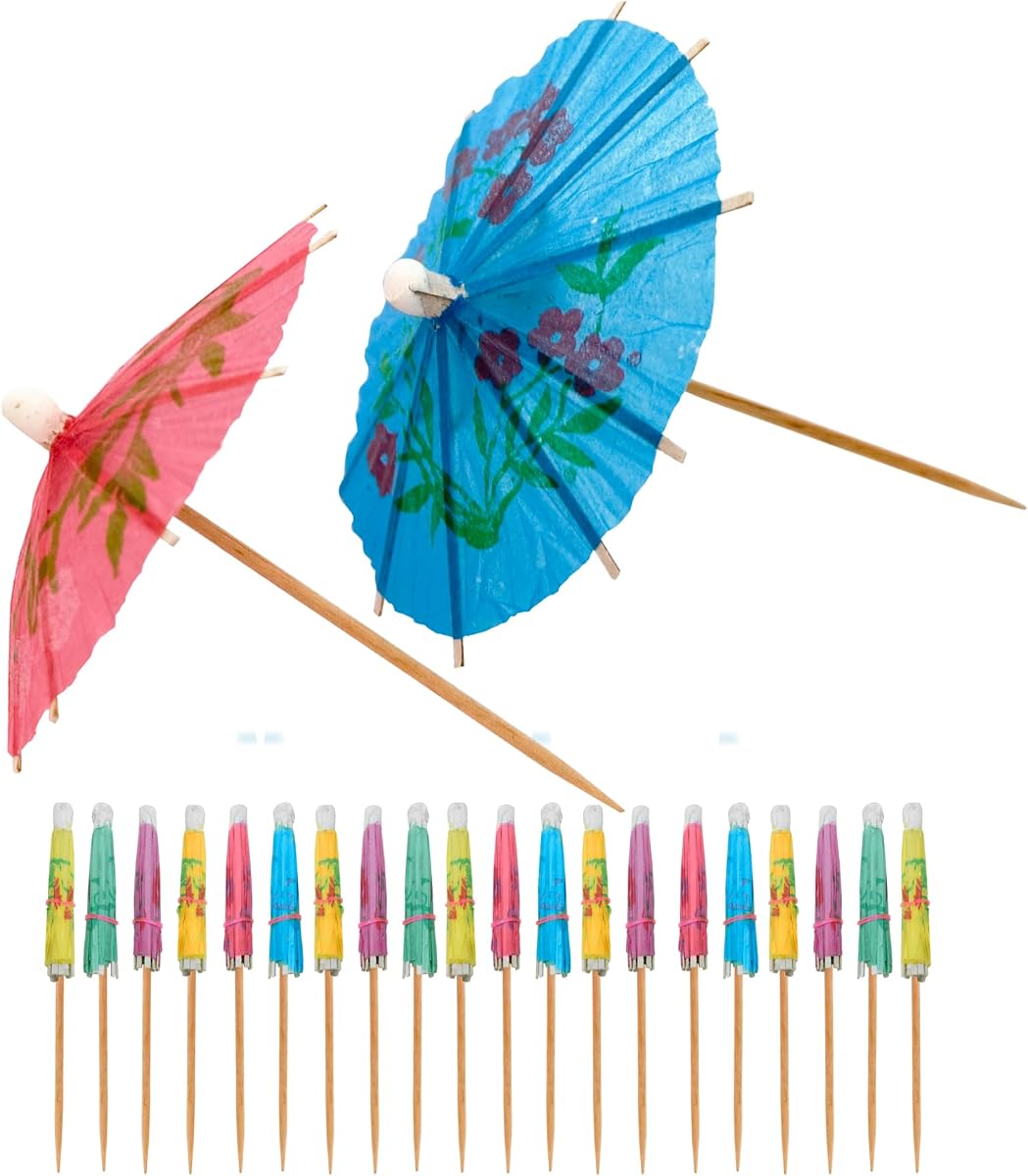 OGGI Cocktail Umbrellas for Drinks 20 pcs - Drink Umbrellas Cocktail Picks, Paper Drink Umbrellas, Mini Drink Umbrellas Toothpicks for Cocktails, 4.25" / 11cm
