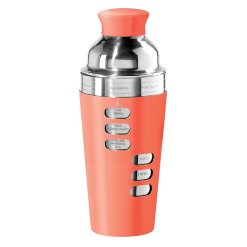 OGGI Dial A Drink Cocktail Shaker-23oz Stainless Steel Shaker, 8 Recipes, Stainless Steel Lid has Built In Strainer, Ideal Cocktail Mixer, Martinis, Margaritas & More, Stainless