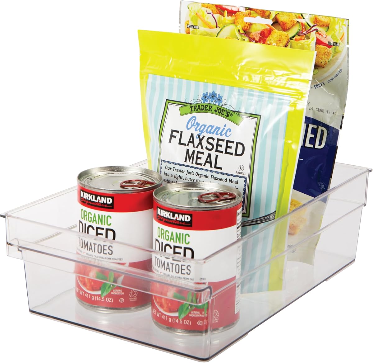 Oggi Easi-Grab Cabinet/Drawer Storage Bin - Clear, Ideal for Kitchen Organization, Pantry Storage, Fridge Organizing - 14 x 8 x 4
