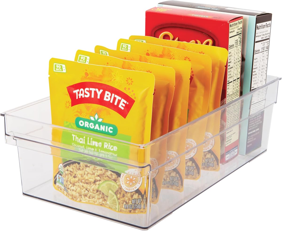 Oggi Easi-Grab Cabinet/Drawer Storage Bin - Clear, Ideal for Kitchen Organization, Pantry Storage, Fridge Organizing - 12 x 8 x 3.75