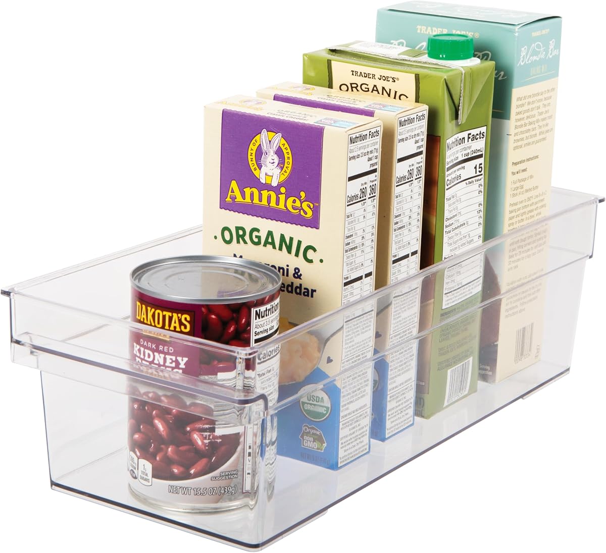 Oggi Easi-Grab Cabinet/Drawer Storage Bin - Clear, Ideal for Kitchen Organization, Pantry Storage, Fridge Organizing - 14 x 6 x 4