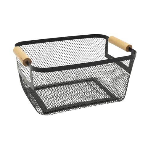 OGGI Medium Mesh Portable Bathroom Basket Caddy with Bamb…