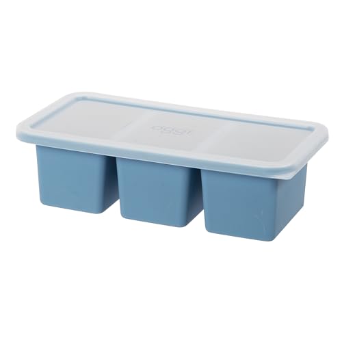 OGGI Prep & Portion Silicone Freezer Trays with Lid - Freezer Molds for Food, Ice Cube Tray, Food Prep Containers, Freezer Storage Containers, for Soup, Smoothie Cubes, Sauce, Broth, Leftovers - 1 Cup