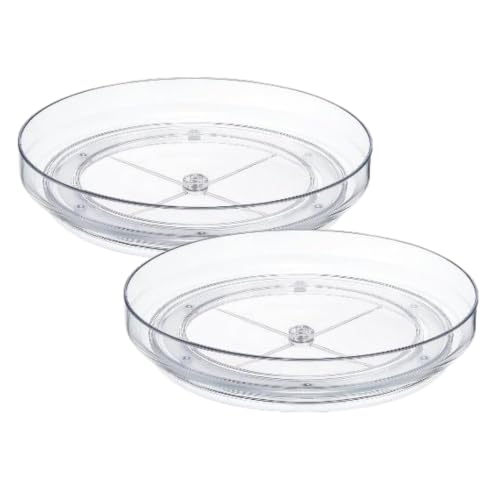 OGGI Set of 2 Clear Lazy Susan Turntables, 9-Inch Rotating Organizer for Kitchen Cabinets, Pantry, Refrigerator, Bathroom & Vanity, Clear Plastic Cabinet Organizer
