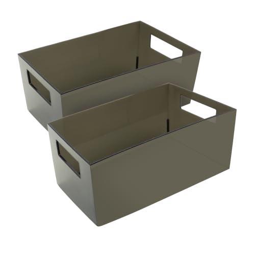 OGGI Set of 2 Organizer Bins (2 pcs. 10.25" x 6.75" x 4.5"), Graphite, Kitchen, Pantry & Home Organization
