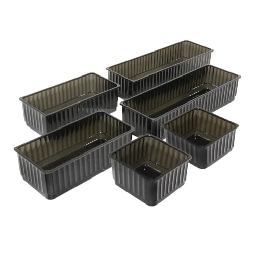 Oggi Set of 6 Drawer Organizers (2-3" x 3", 2-3" x 6", 2-3" x 9"), Graphite, Kitchen, Pantry & Home Organization