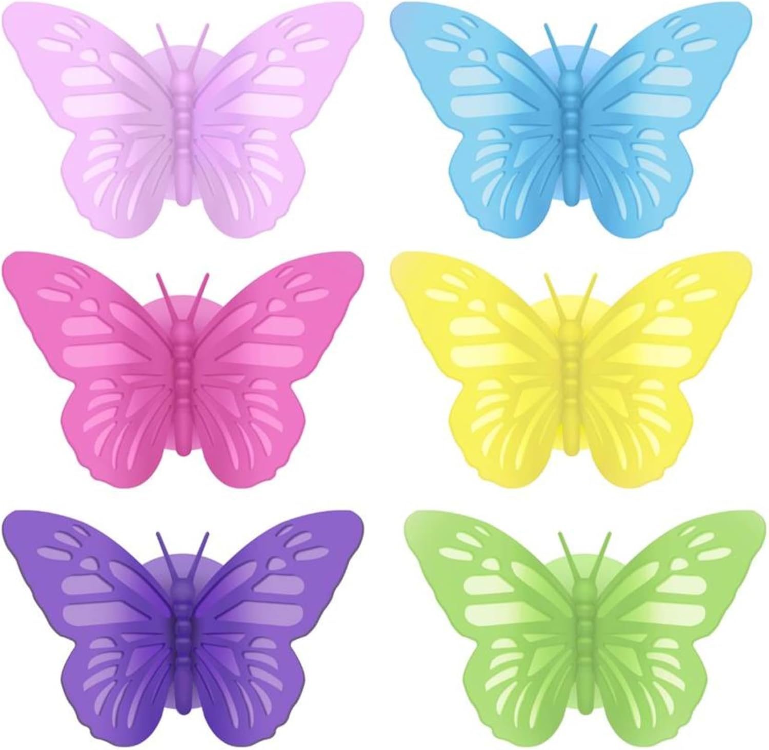 Oggi Set of 6 Silicone Butterfly Suction Wine Glass Charms – Reusable Glass Markers, Multicolor Drink Markers for Parties, Gifts for Wine Lovers, Easy-Use Charms