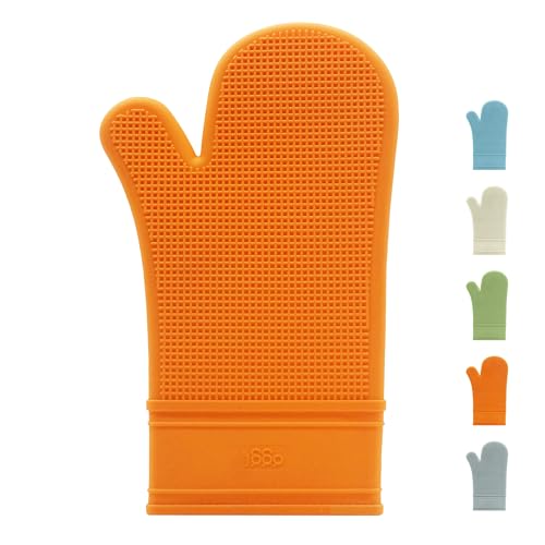 Oggi Silicone Oven Mitt - Heat Resistant Gloves for Cooking, Kitchen Mitts for Oven, Non-Slip Heat Resistant Oven Mitts Silicone, Easy-to-Clean Oven Glove with Textured Grip, 12"x6", Orange