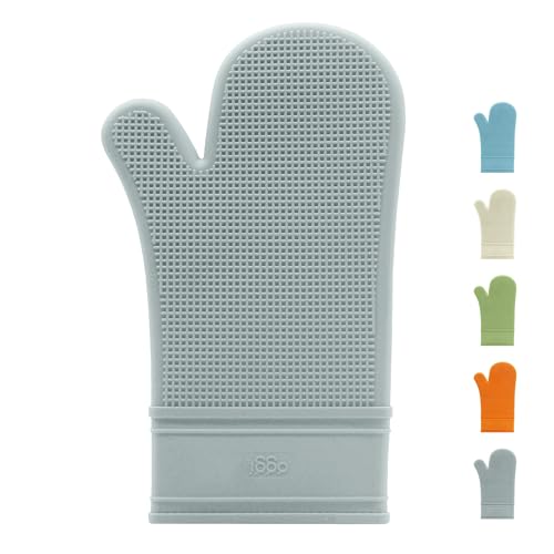 Oggi Silicone Oven Mitt - Heat Resistant Gloves for Cooking, Kitchen Mitts for Oven, Non-Slip Heat Resistant Oven Mitts Silicone, Easy-to-Clean Oven Glove with Textured Grip, 12"x6", Grey
