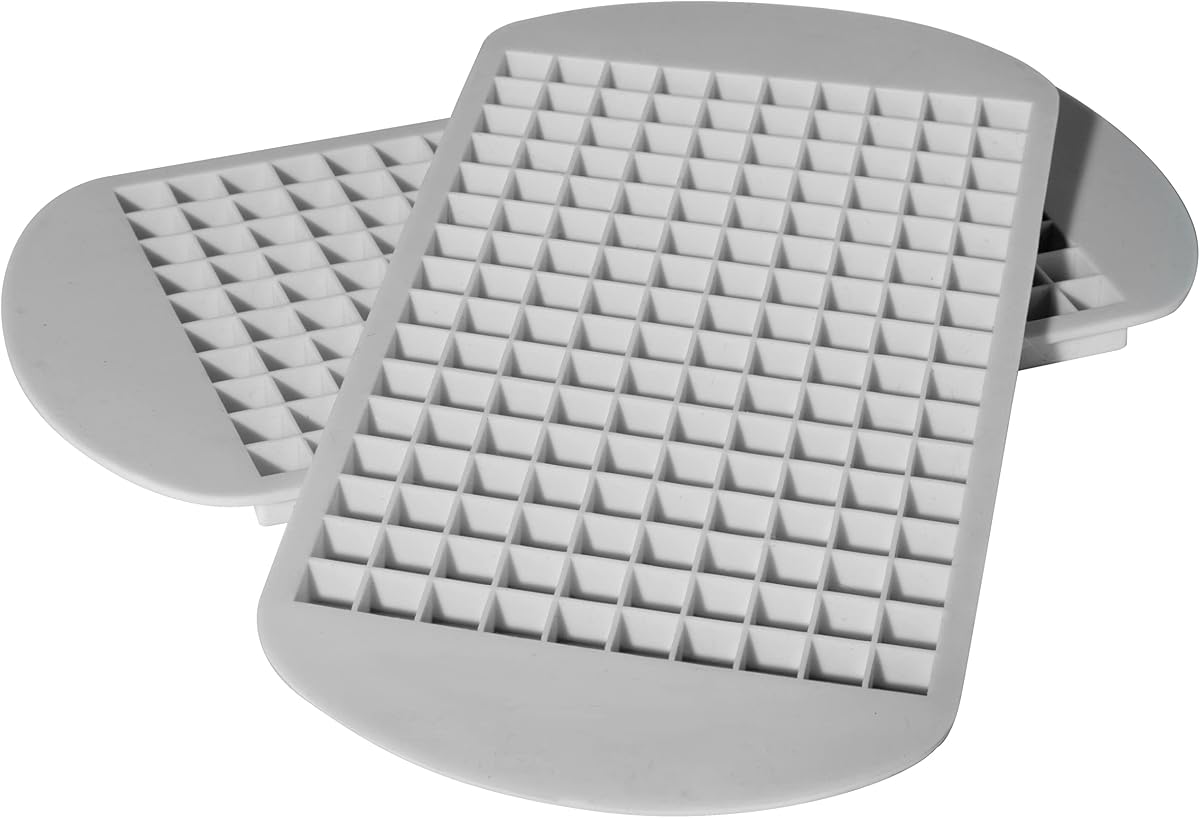 OGGI Small Ice Cube Tray, 2 Mini Ice Cube Trays, Tiny Ice Cube Maker, Flexible 160 Cavity Silicone Ice Trays for Freezer, Crushed Pebble Ice Cubes for Moscow Mules, Cocktails & Juices, BPA Free - Gray