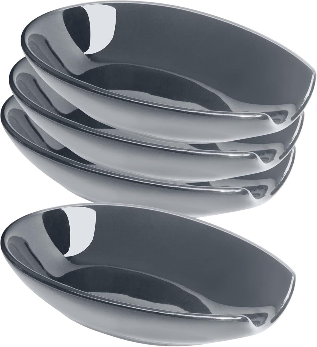 OGGI Spooner Ceramic Spoon Rest- Set of 4 - Spoon Rest for Stove Top, Spoon Holder for Countertop, Kitchen Decor for Counter, Coffee Bar Accessories, Slate Blue