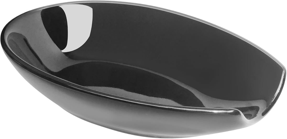 OGGI Spooner Ceramic Spoon Rest- Spoon Rest for Stove Top, Spoon Holder for Countertop, Kitchen Decor for Counter, Coffee Bar Accessories, Black