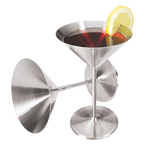 Oggi Stainless Steel Martini Glasses - 8oz, Set of 2 - Unbreakable, Ideal Outdoor for Boating, RV, Parties, Stylish Cocktail Glasses Gift Set