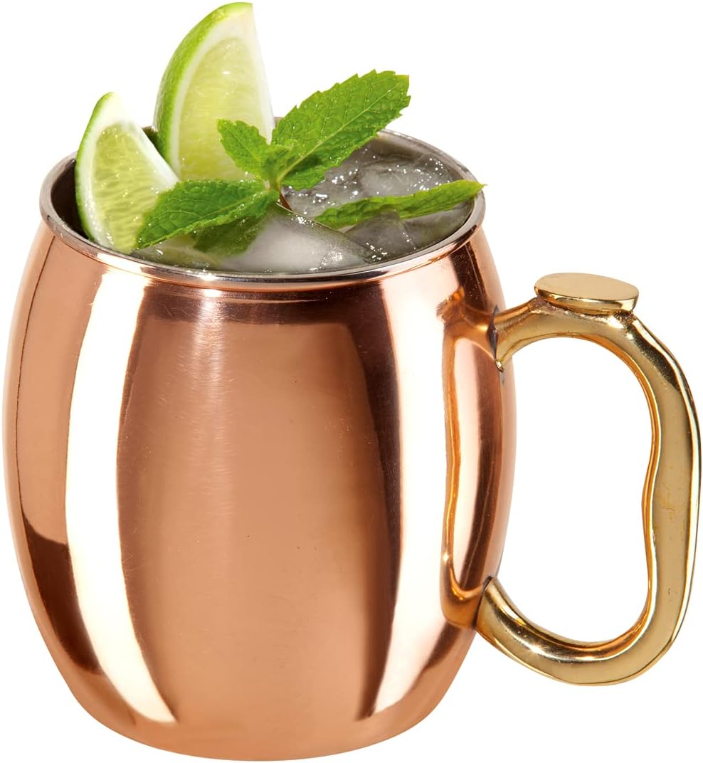 Oggi Stainless Steel Moscow Mule Mug - 20 oz, Copper Plated with EZ-grip handle