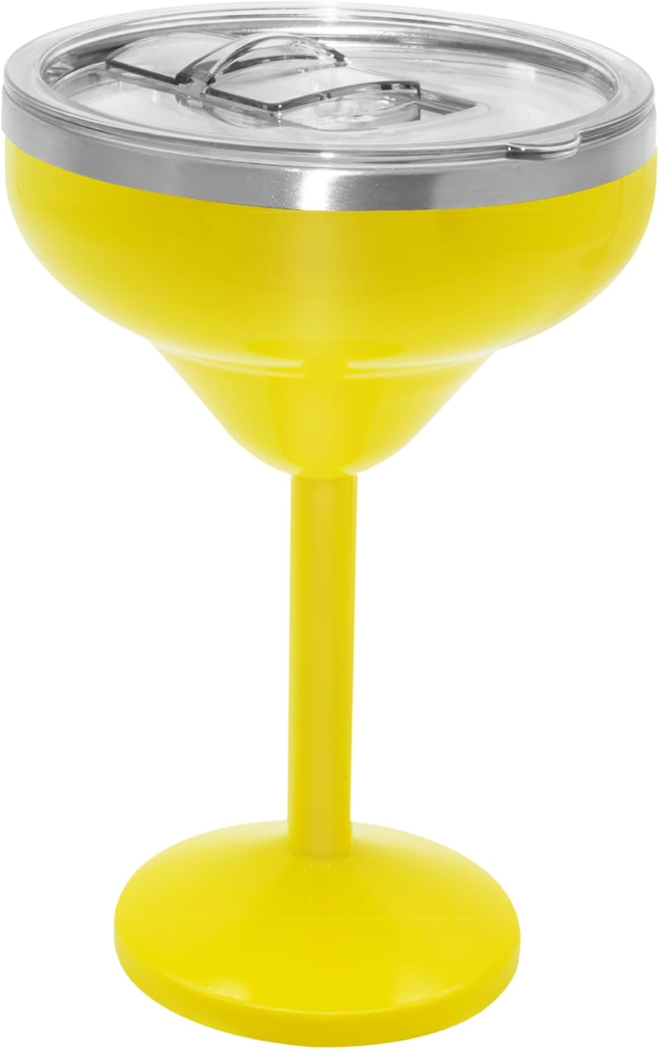 Oggi Vacuum Insulated Margarita Goblet 10 oz (300 ml), Stainless Steel Double Wall Margarita Tumbler with Lid, Stemmed Margarita Glass, No Sweat Cocktail Glasses, Gifts for Women & Men - Yellow