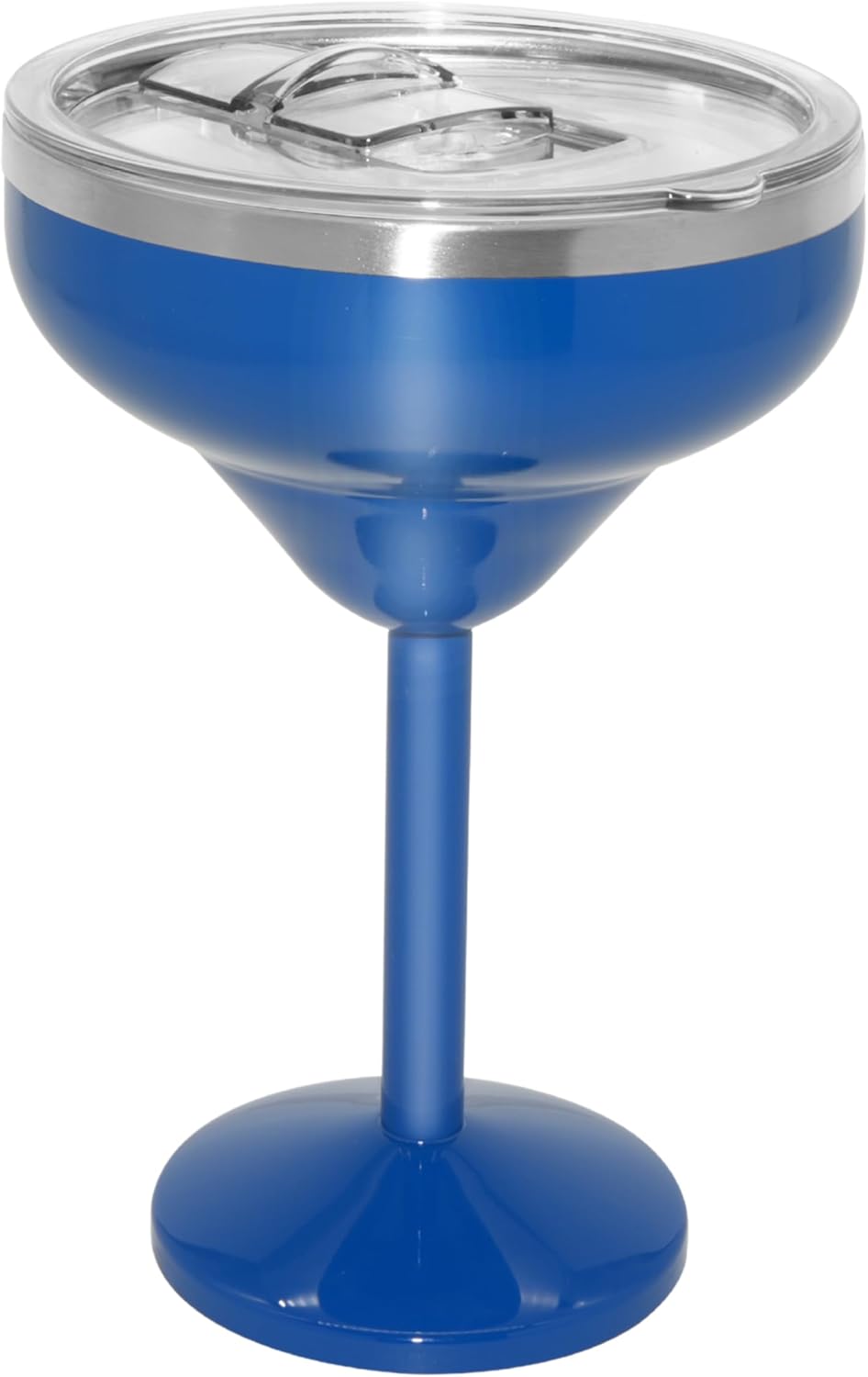 Oggi Vacuum Insulated Margarita Goblet 10 oz (300 ml), Stainless Steel Double Wall Margarita Tumbler with Lid, Stemmed Margarita Glass, No Sweat Cocktail Glasses, Gifts for Women & Men - Blue