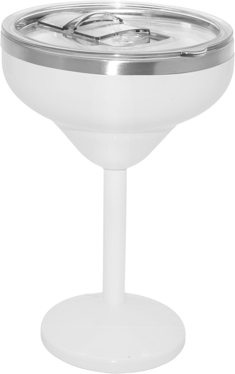 Oggi Vacuum Insulated Margarita Goblet 10 oz (300 ml), Stainless Steel Double Wall Margarita Tumbler with Lid, Stemmed Margarita Glass, No Sweat Cocktail Glasses, Gifts for Women & Men - White