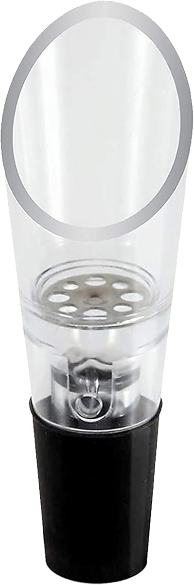 OGGI Wine Aerator Pourer - Premium Wine Pourer & Plug Aerator, Aerating Wine Decanter, Wine Aerator Pourer Spout - (Clear/Black)