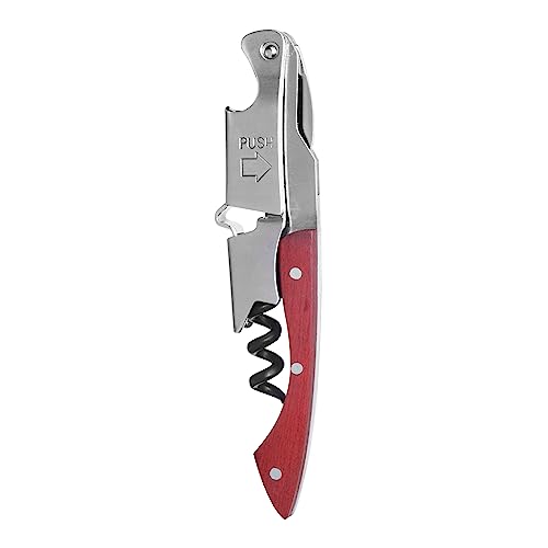 OGGI Wine Opener - Waiters Corkscrew Wine Bottle Opener w/Wood Handle - Double Hinged Lever Manual Wine Key Bottle Openers for Waiters, Bartenders & Home